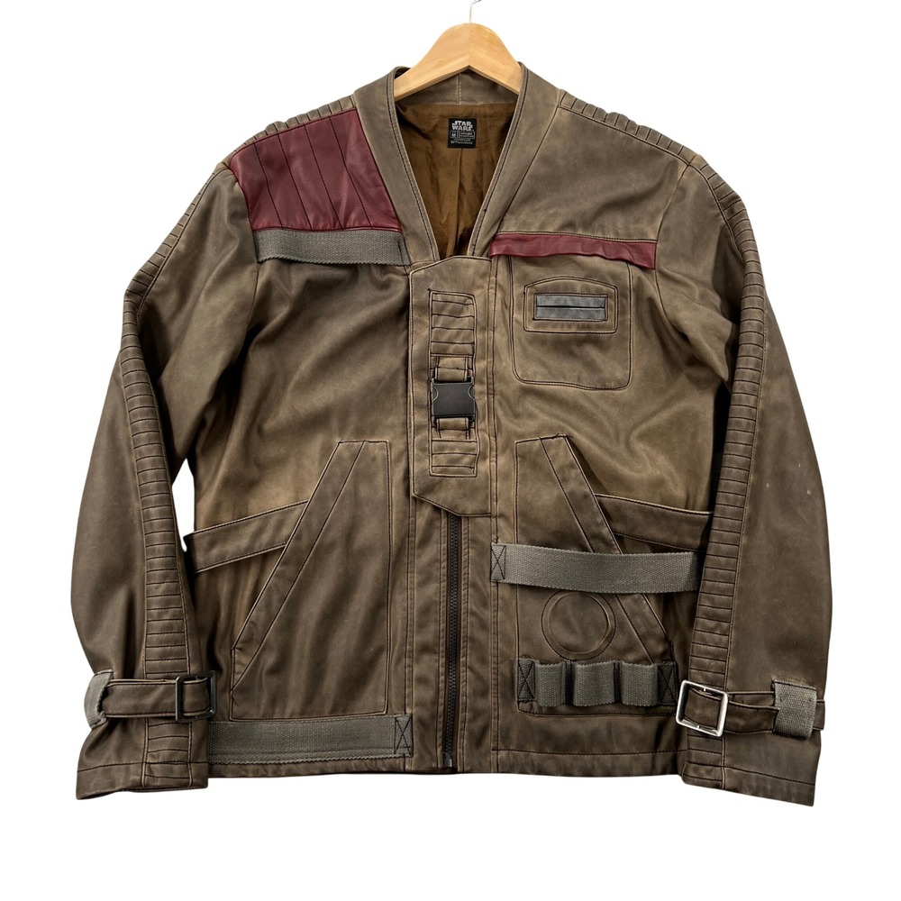 Star Wars Poe Dameron Finn Jacket Mens M Brown Faux Leather Resistance Cosplay